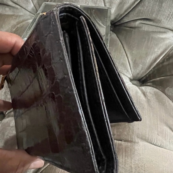 Miu Miu Croc Embossed Leather Wallet Bifold - Picture 7 of 9